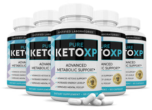 5 bottles of Pure Keto XP Ketogenic Supplement Includes goBHB Exogenous Ketones Ketosis Support for Men Women 60 Capsules