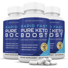 Load image into Gallery viewer, 3 bottles of Rapid Fast Pure Keto Boost Ketogenic Supplement Includes goBHB Exogenous Ketones Premium Ketosis Support 60 Capsules