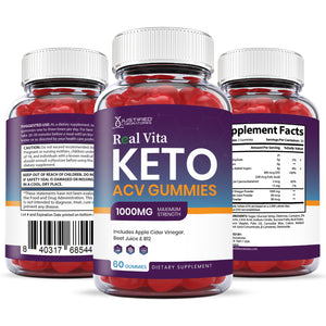 all sides of the bottle of Real Vita Keto ACV Gummies 