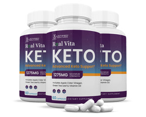 3 bottles of Real Vita Keto ACV Pills 1275MG