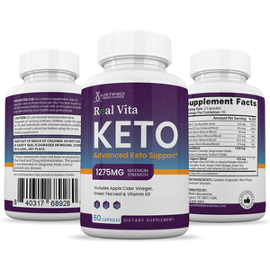 all sides of the bottle of Real Vita Keto ACV Pills