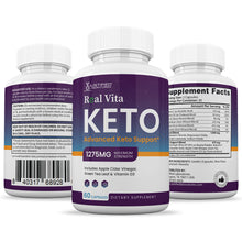 Cargar imagen en el visor de la Galería, All sides of bottle of the Real Vita Keto ACV Pills 1275MG