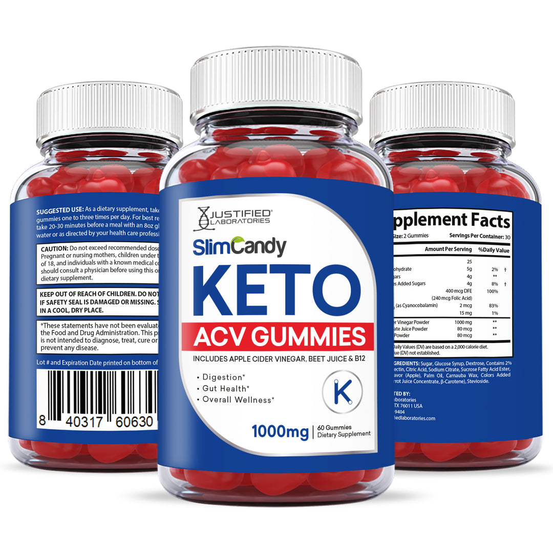 all sides of the bottle of Slim Candy Keto ACV Gummies