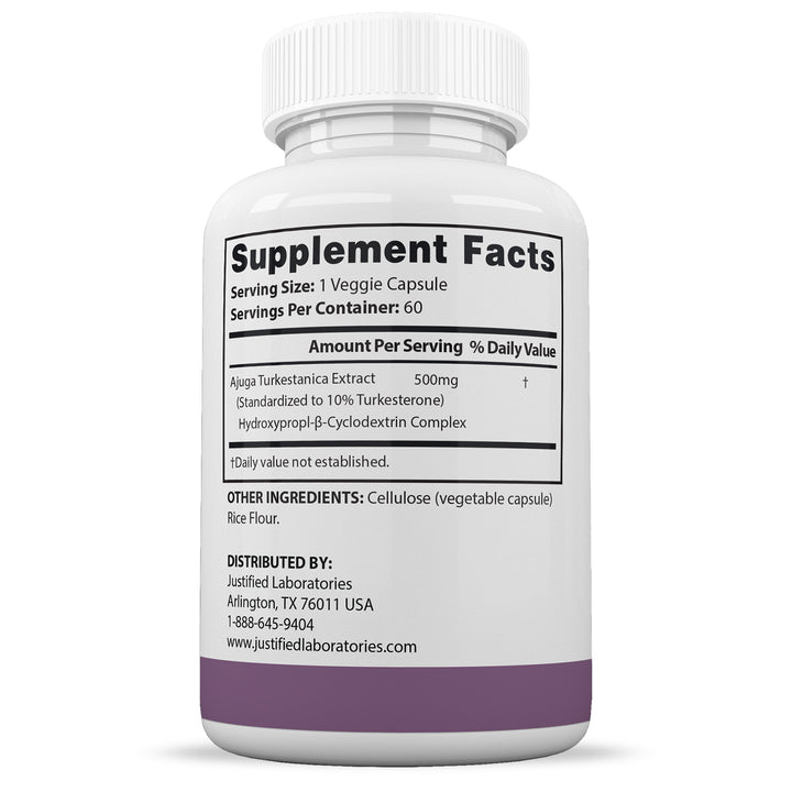 Supplement Facts of Turkesterone 500mg 10% Standardized