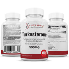 Cargar imagen en el visor de la Galería, All sides of bottle of the Turkesterone 500mg 2% Standardized