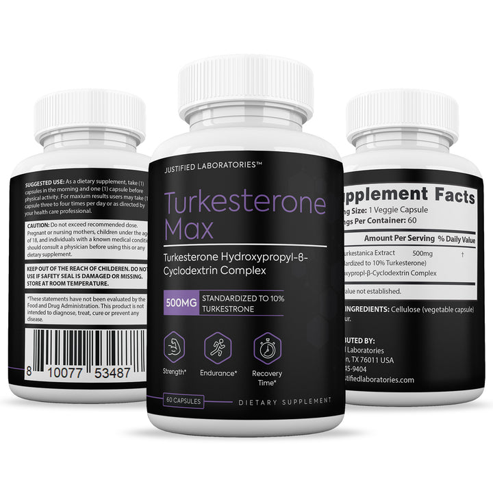 All sides of bottle of the Turkesterone Max 500mg
