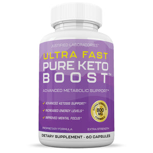 Front facing image of Ultra Fast Pure Keto Boost Advanced BHB Ketogenic Exogenous Ketones  60 Capsules