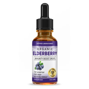 1 bottle Organic Elderberry Drops Liquid Extract Daily Immune System Support 250MG Sambucus Nigra for Kids & Adults