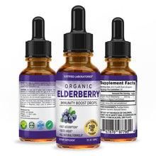 Afbeelding in Gallery-weergave laden, All sides of Organic Elderberry Drops Liquid Extract Daily Immune System Support 250MG Sambucus Nigra for Kids &amp; Adults