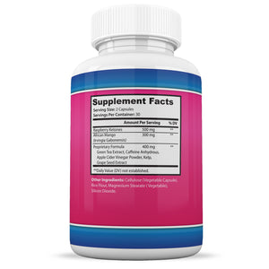 Supplement Facts of Raspberry Ketone Max 1200mg Proprietary Formula 60 Capsules
