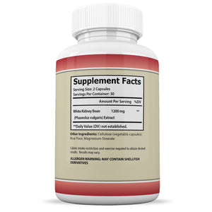 Supplement Facts of White Kidney Bean 1200 Max Proprietary Formula 60 Capsules